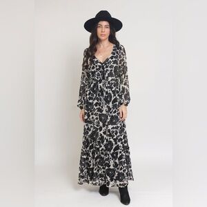 Lovestitch Versailles Morning Maxi Dress Black Floral Size Small